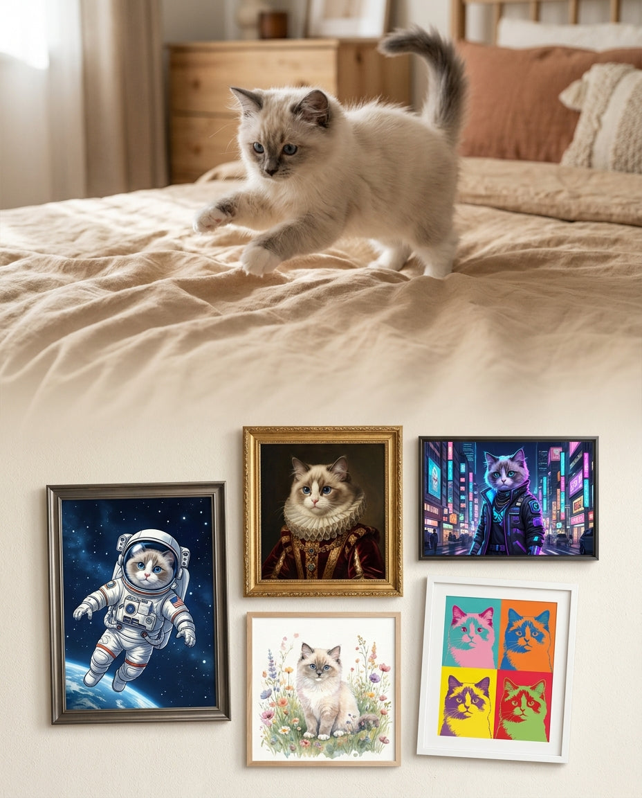 愛犬・愛猫の写真をAIアートに変換 ペット似顔絵アートポスター