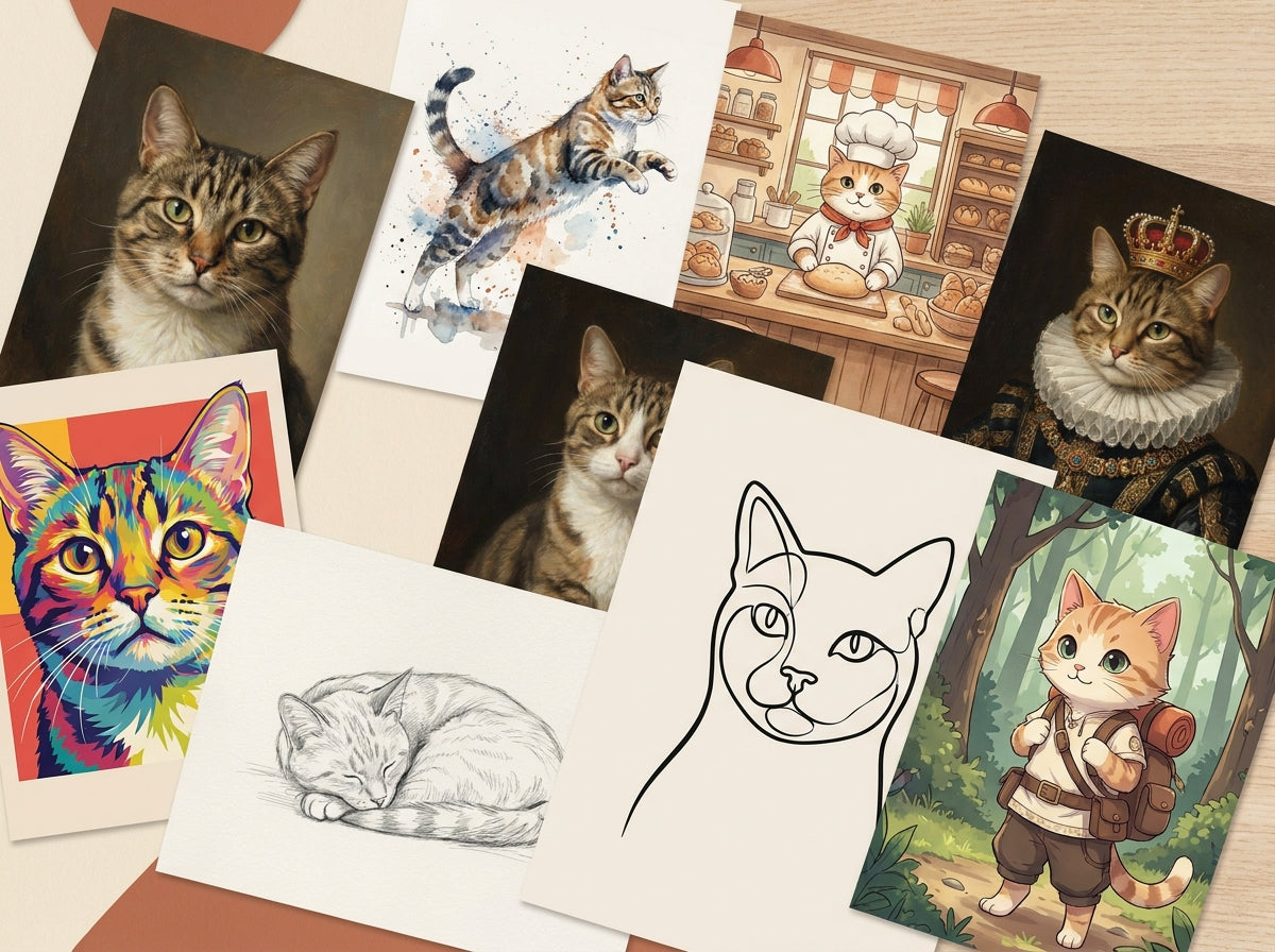 愛猫の写真をAIアートに変換 ワンニャンアトリエ オリジナルグッズ