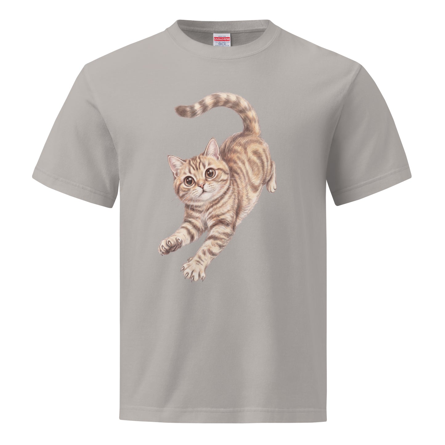 ペット似顔絵Tシャツ ライトグレー 正面 ユニセックス AIアートプリント